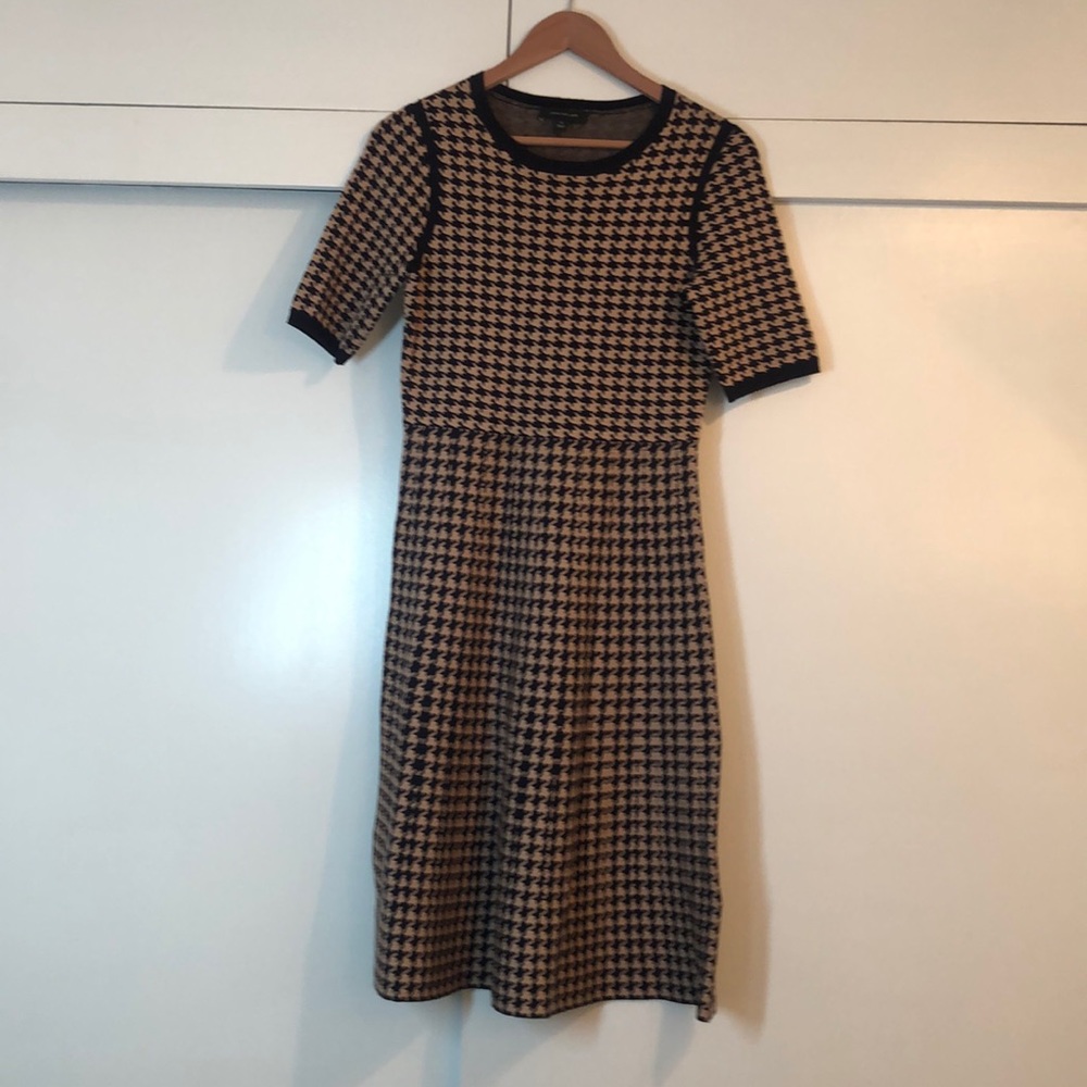 ANN TAYLOR vintage houndstooth A-line midi dress